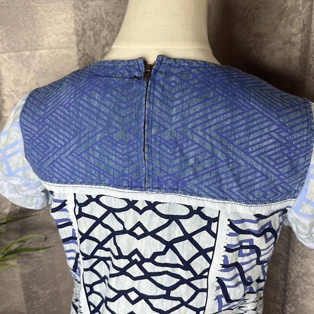 Mary Katrantzou X Current/Elliot Women’s Geometric Print Denim Top Sz 0 - Picture 7 of 11